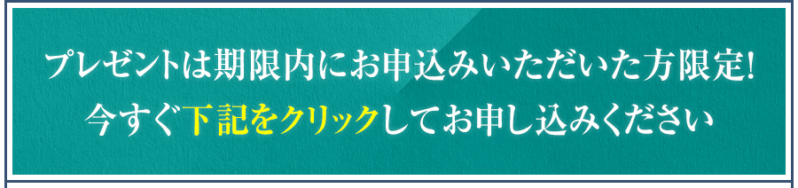 プレゼントは期限内にお申込みいただいた方限定！今すぐ下記をクリックしてお申し込みください