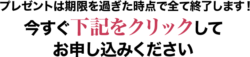 プレゼントは期限を過ぎた時点で全て終了します！今すぐ下記をクリックしてお申し込みください