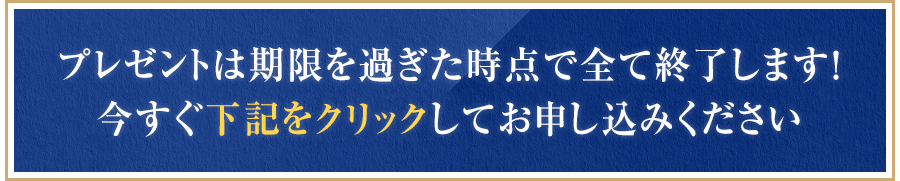 プレゼントは期限を過ぎた時点で全て終了します！今すぐ下記をクリックしてお申し込みください