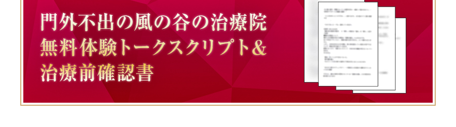 門外不出の風の谷の治療院 無料体験トークスクリプト＆治療前確認書