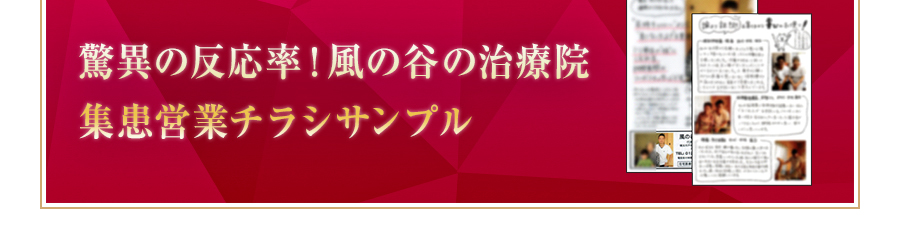 驚異の反応率！風の谷の治療院集患営業チラシサンプル