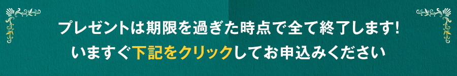 プレゼントは期限を過ぎた時点で全て終了します！いますぐ下記をクリックしてお申込みください